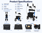 Elderly walker, elbow rest, pushable, seatable, storage bag, walker, no need to install hand-push, travel shopping, aluminum alloy