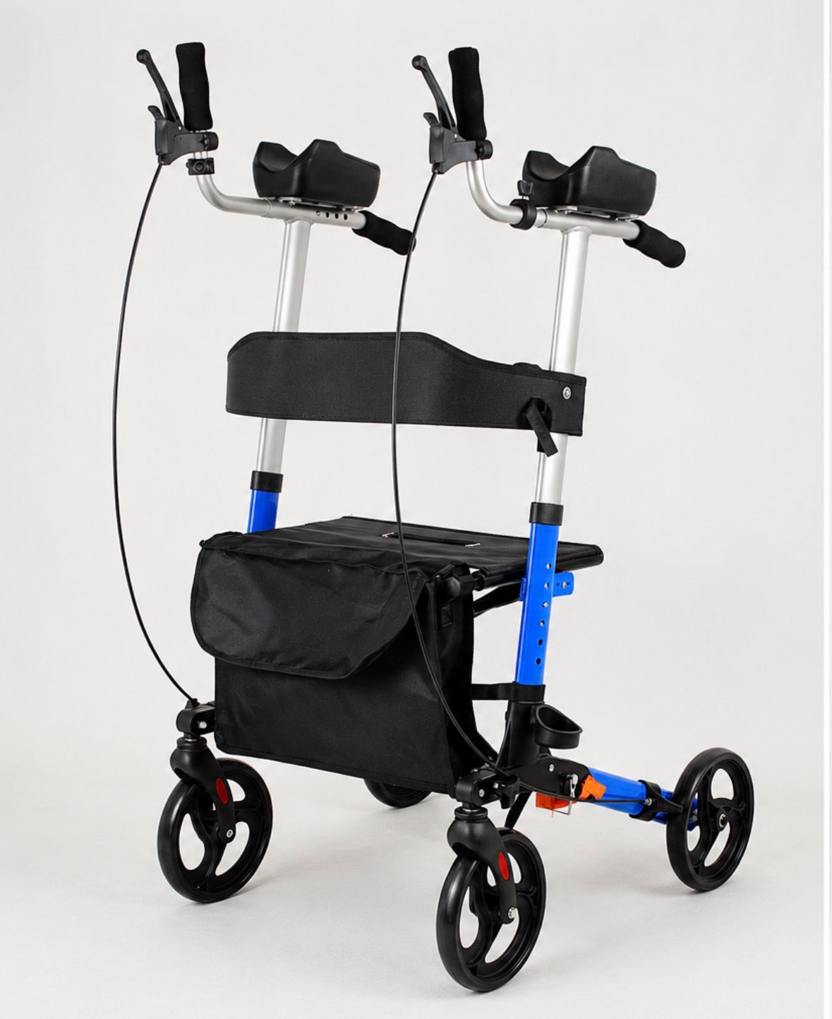 Elderly walker, elbow rest, pushable, seatable, storage bag, walker, no need to install hand-push, travel shopping, aluminum alloy