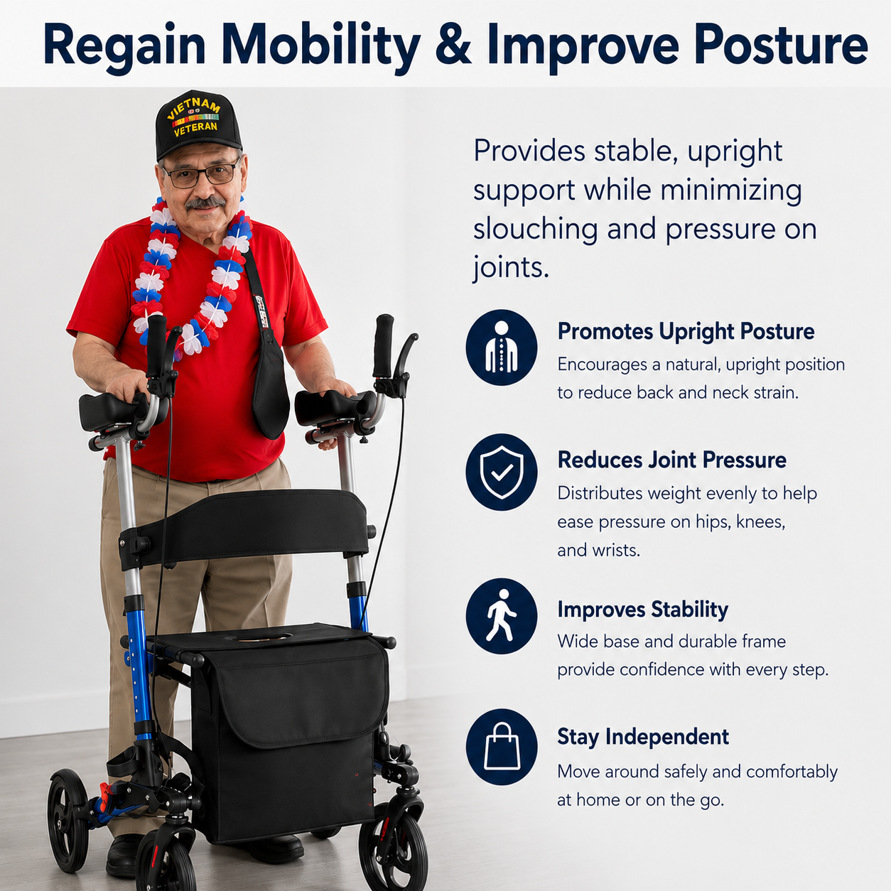 Elderly walker, elbow rest, pushable, seatable, storage bag, walker, no need to install hand-push, travel shopping, aluminum alloy