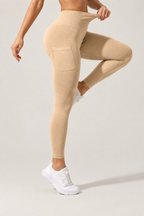 Pocket European and American hot sale seamless hip lift gym pants belly tight high waist peach buttocks yoga pants