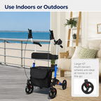 Elderly walker, elbow rest, pushable, seatable, storage bag, walker, no need to install hand-push, travel shopping, aluminum alloy