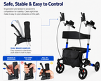 Elderly walker, elbow rest, pushable, seatable, storage bag, walker, no need to install hand-push, travel shopping, aluminum alloy