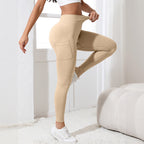 Pocket European and American hot sale seamless hip lift gym pants belly tight high waist peach buttocks yoga pants