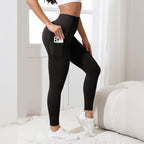 Pocket European and American hot sale seamless hip lift gym pants belly tight high waist peach buttocks yoga pants