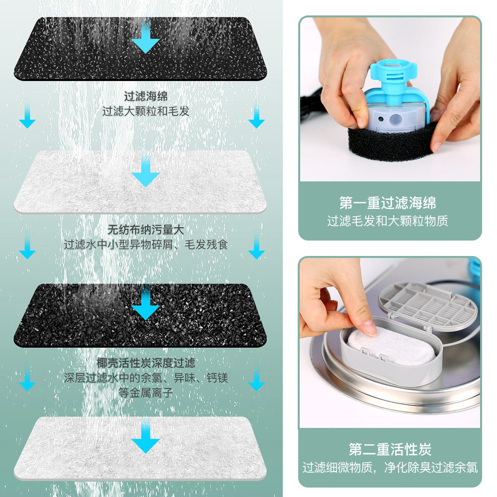 Source Factory Stainless Steel Pet Smart Water Dispenser Automatic Circulation Flow 3.2L Large Capacity Cat and Dog Water Feeder
